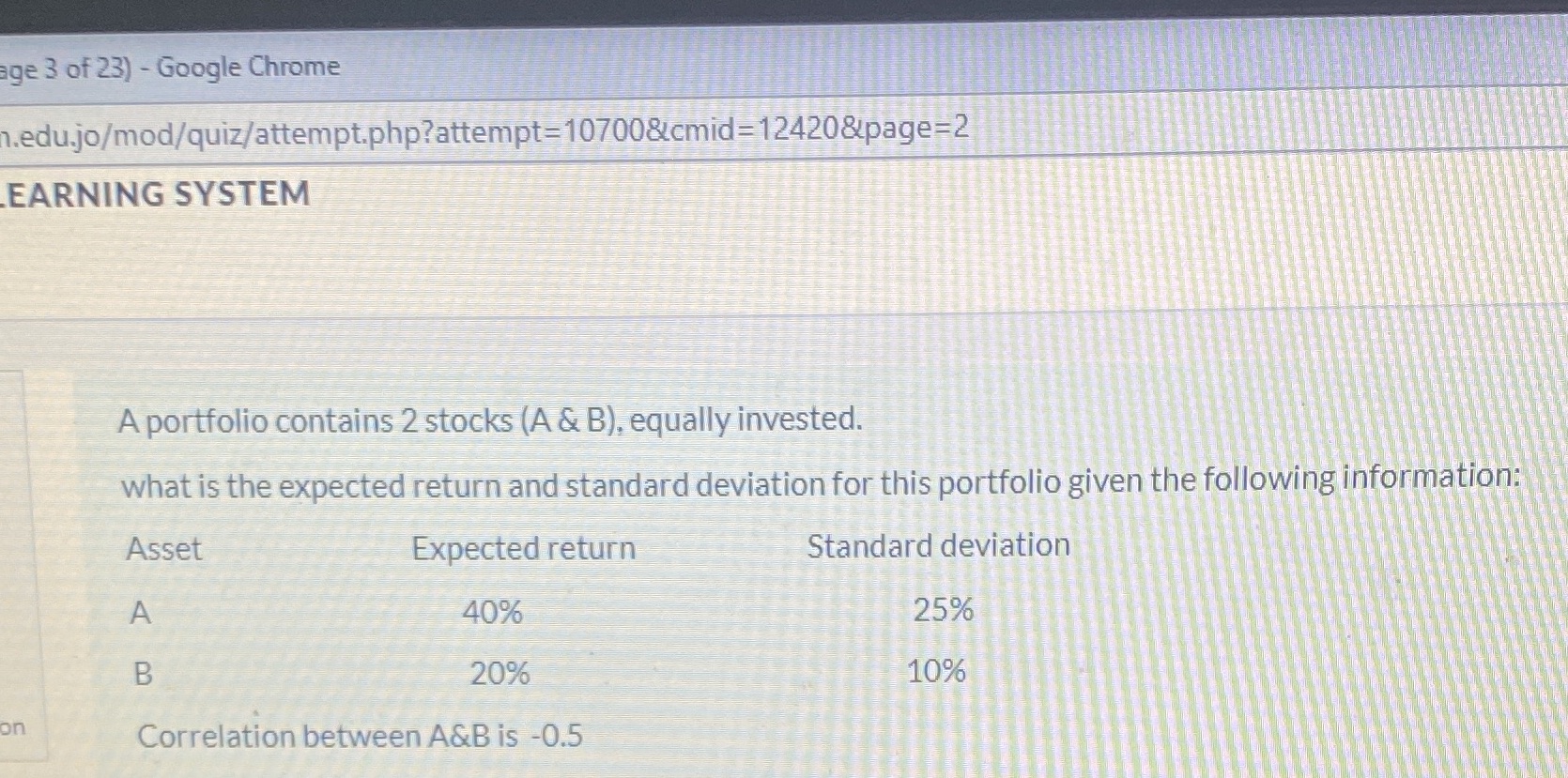 what is the expected return and standard