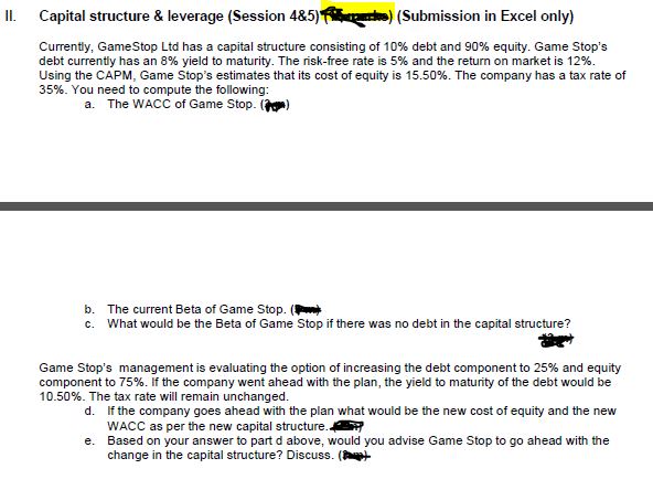 ||_ Capital structure a leverage (Session teeth.)