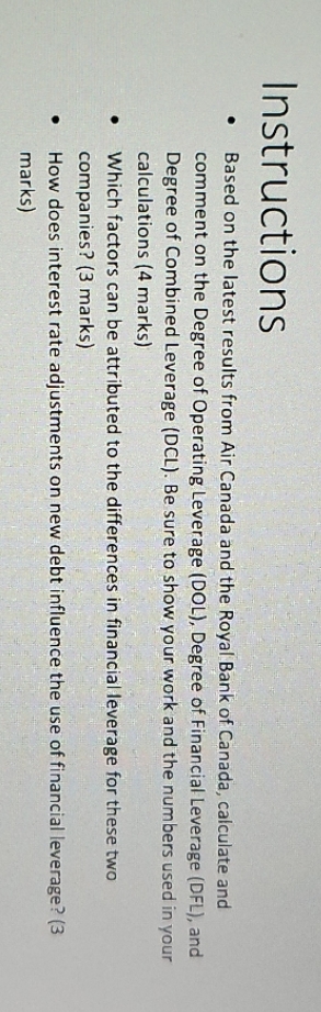 Instructions . Based on the latest results from