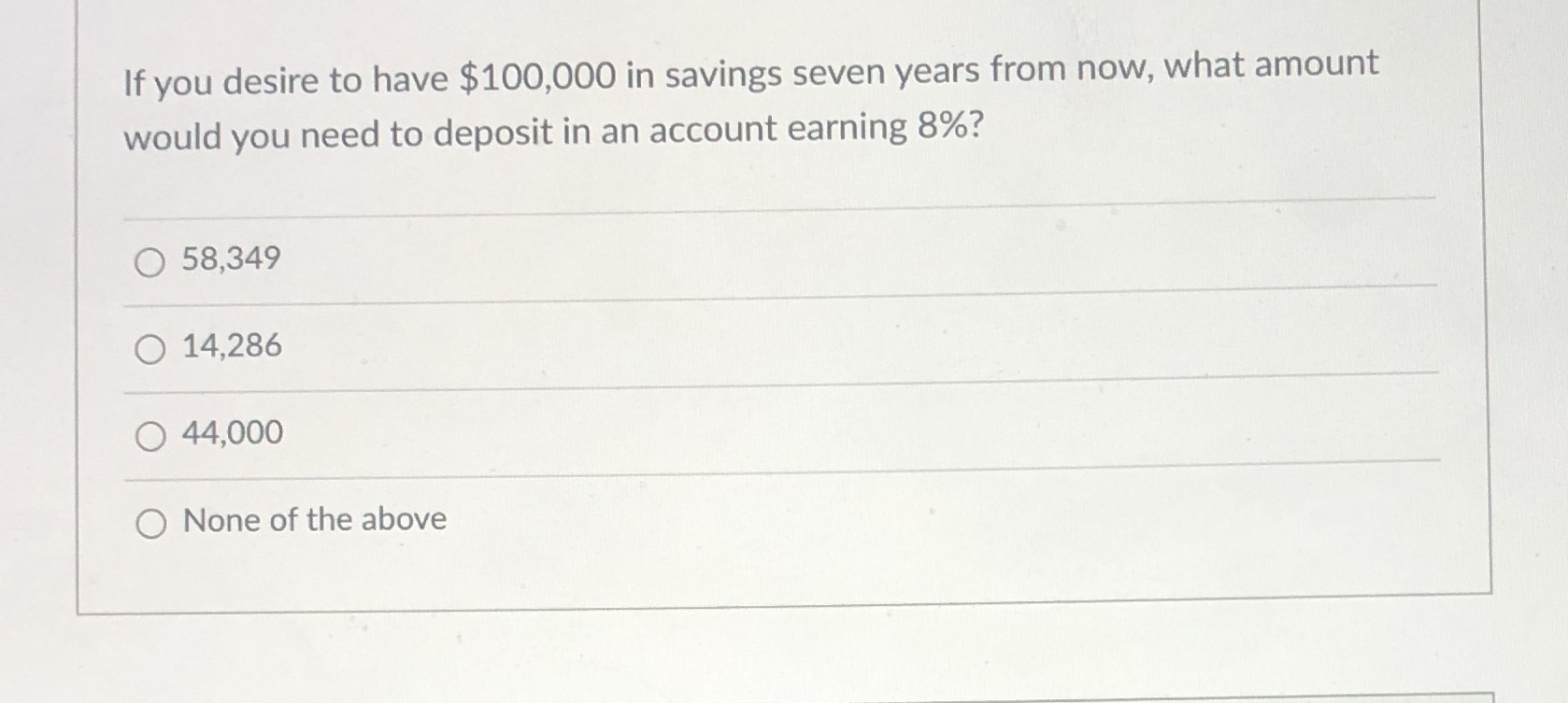 If you desire to have $100,000 in savings seven