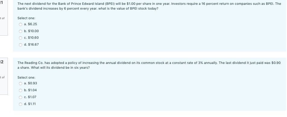 The next dividend for the Bank of Prince Edward