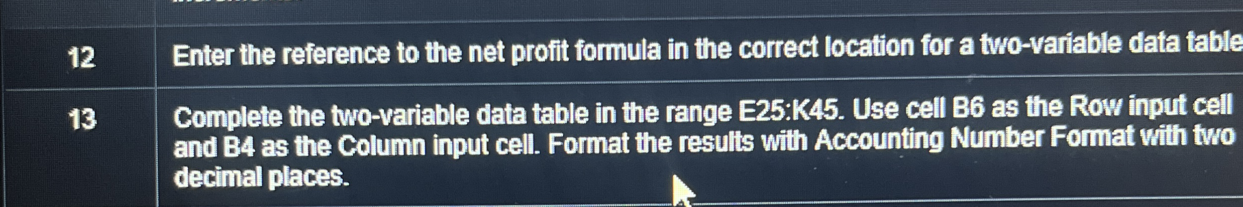 Steps for \ table [ [ 1 2 , Enter the reference