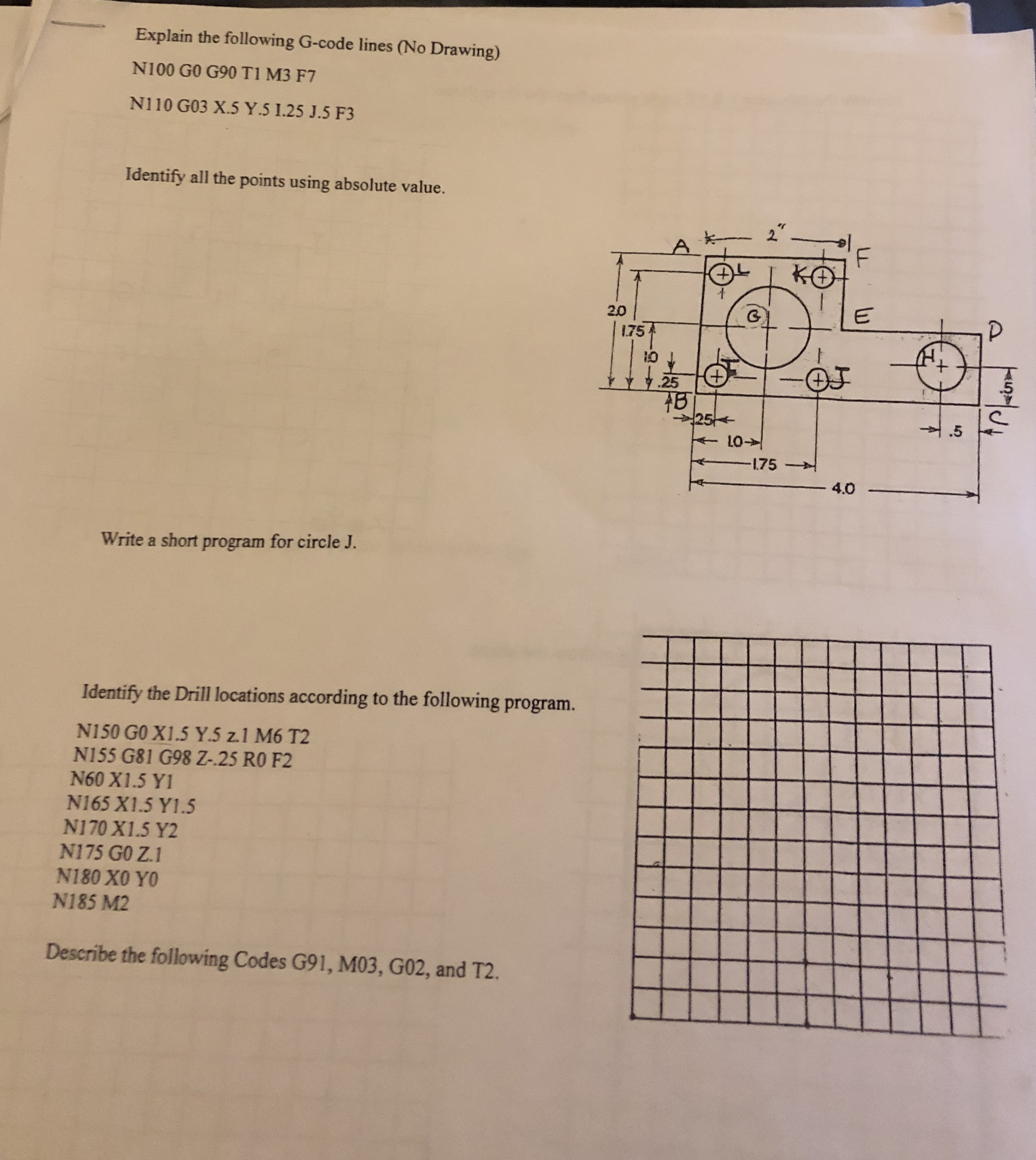 Explain the following G - code lines ( No Drawing