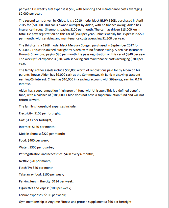 Given the client's data: Name: Aiden Tremellen