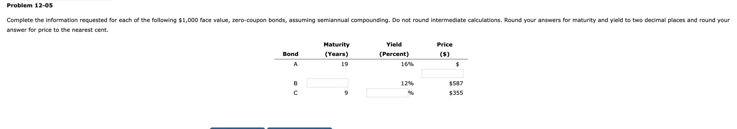 Problem 12-05 Complete the information requested