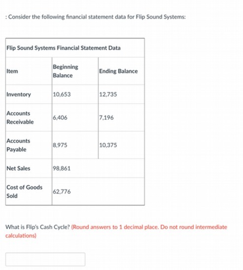 : Consider the following financial statement data