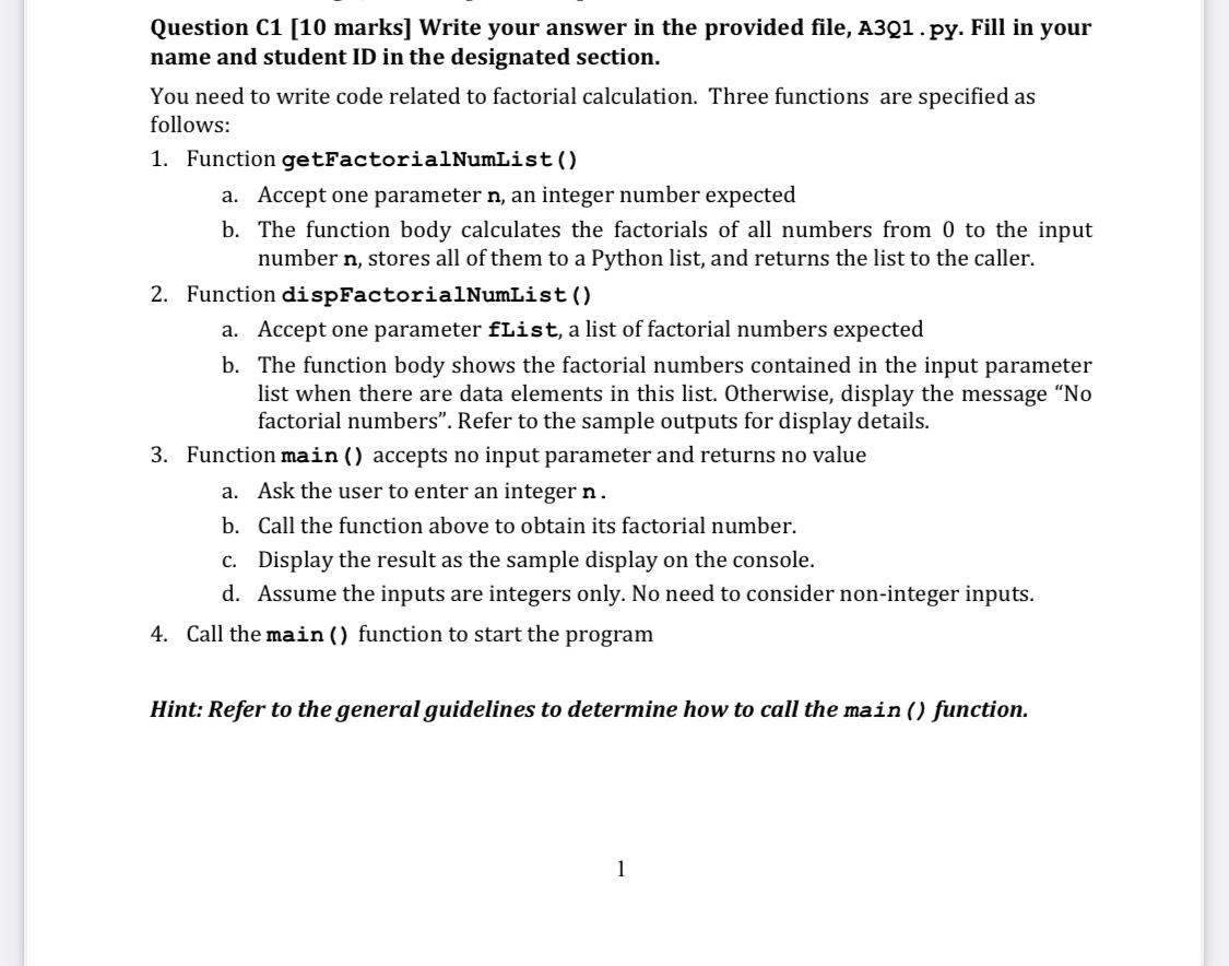 Question C 1 [ 1 0 marks ] Write your answer in