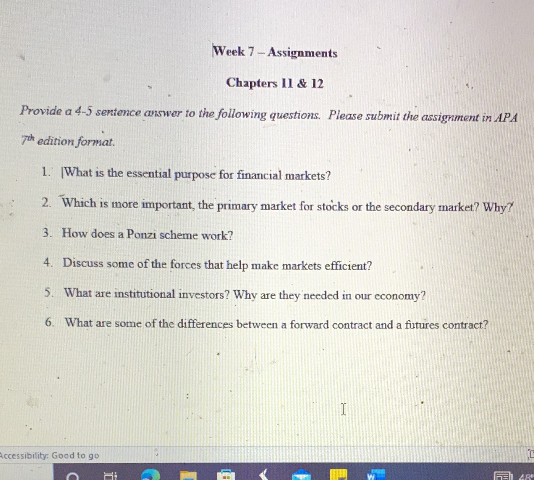 Week 7 - Assignments Chapters 11 & 12 Provide a