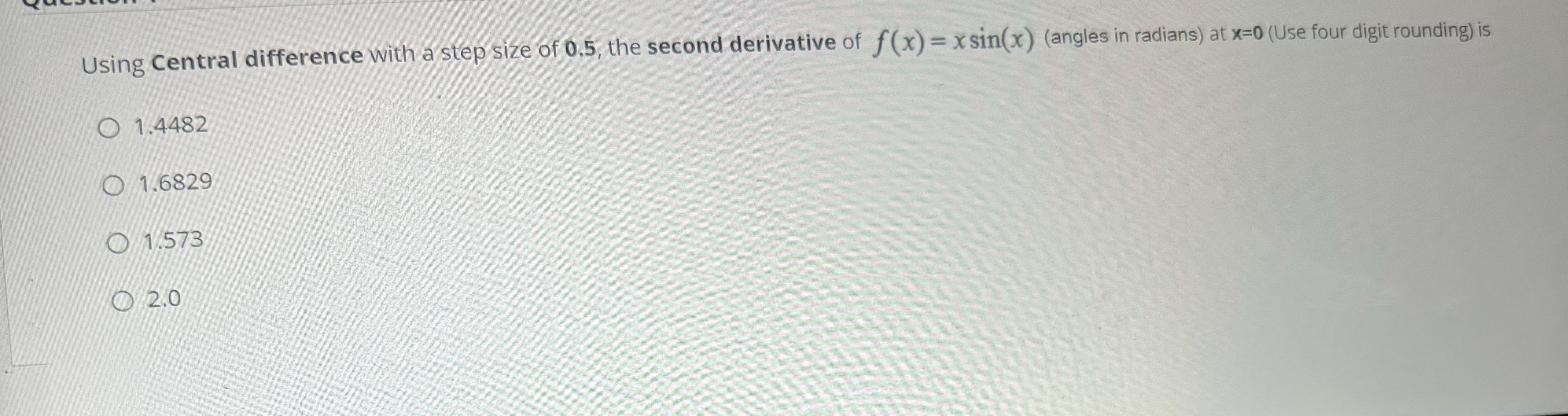 Using Central difference with a step size of 0 .