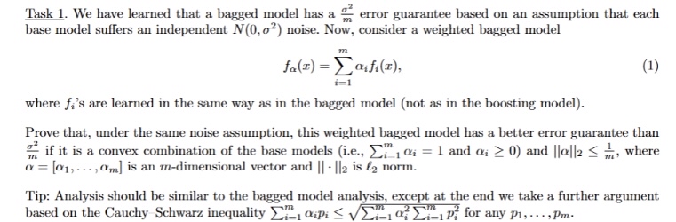 Task 1 . We have learned that a bagged model has