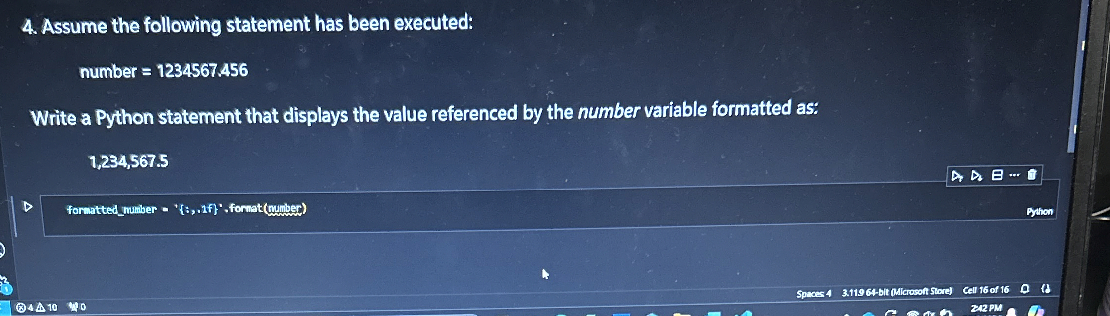 Assume the following statement has been executed: