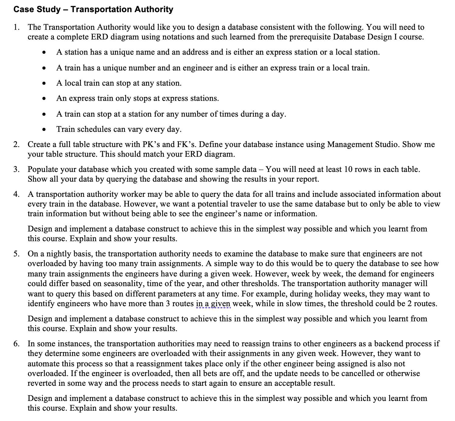 Case Study - Transportation Authority 1 . The