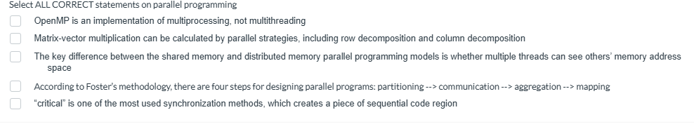 Select ALL CORRECT statements on parallel