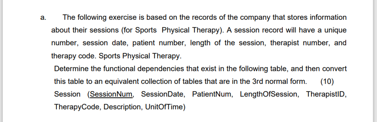 a . The following exercise is based on the