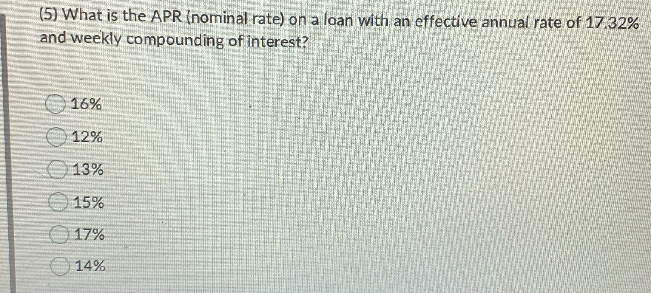 Financial management (5) What is the APR (nominal