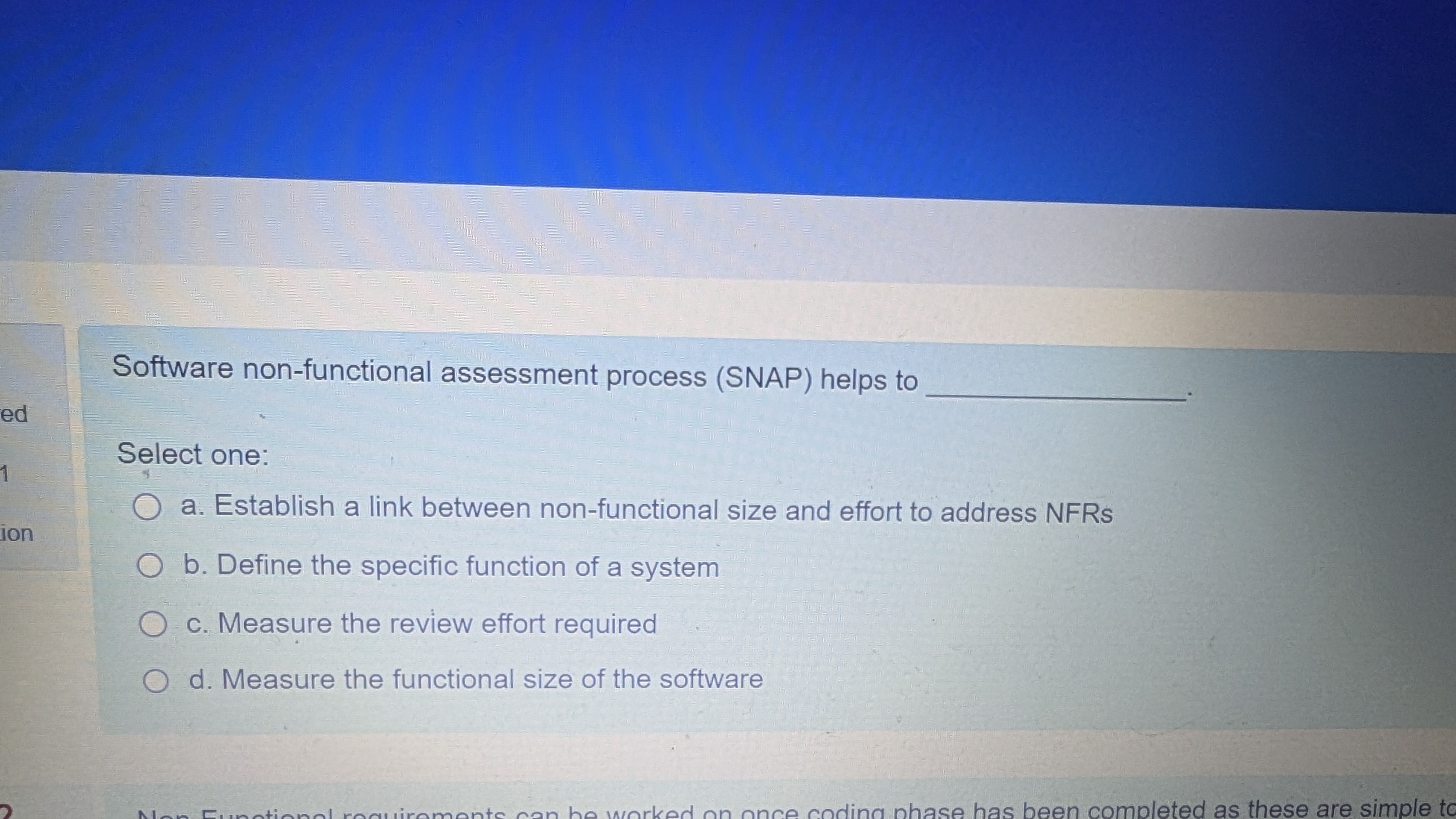 Software non - functional assessment process (