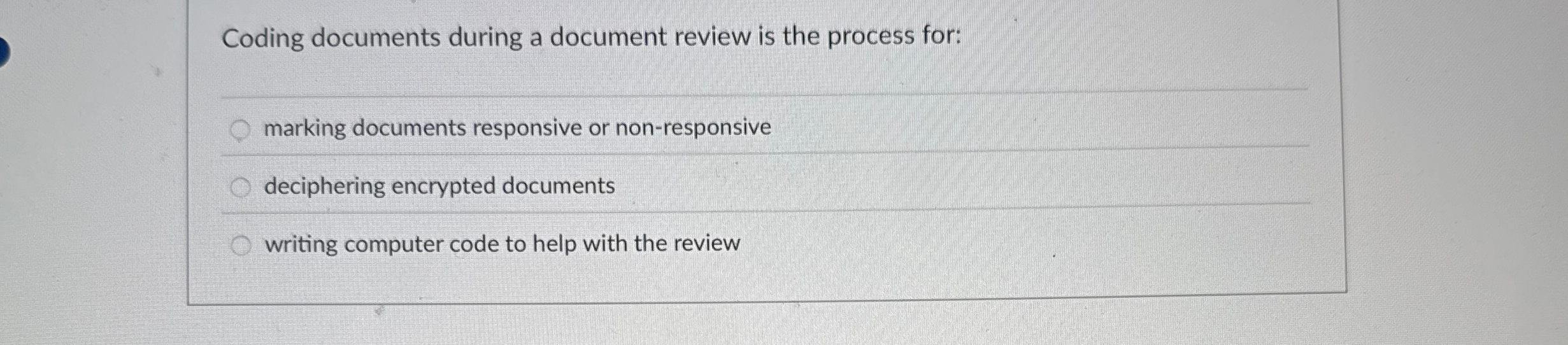Coding documents during a document review is the
