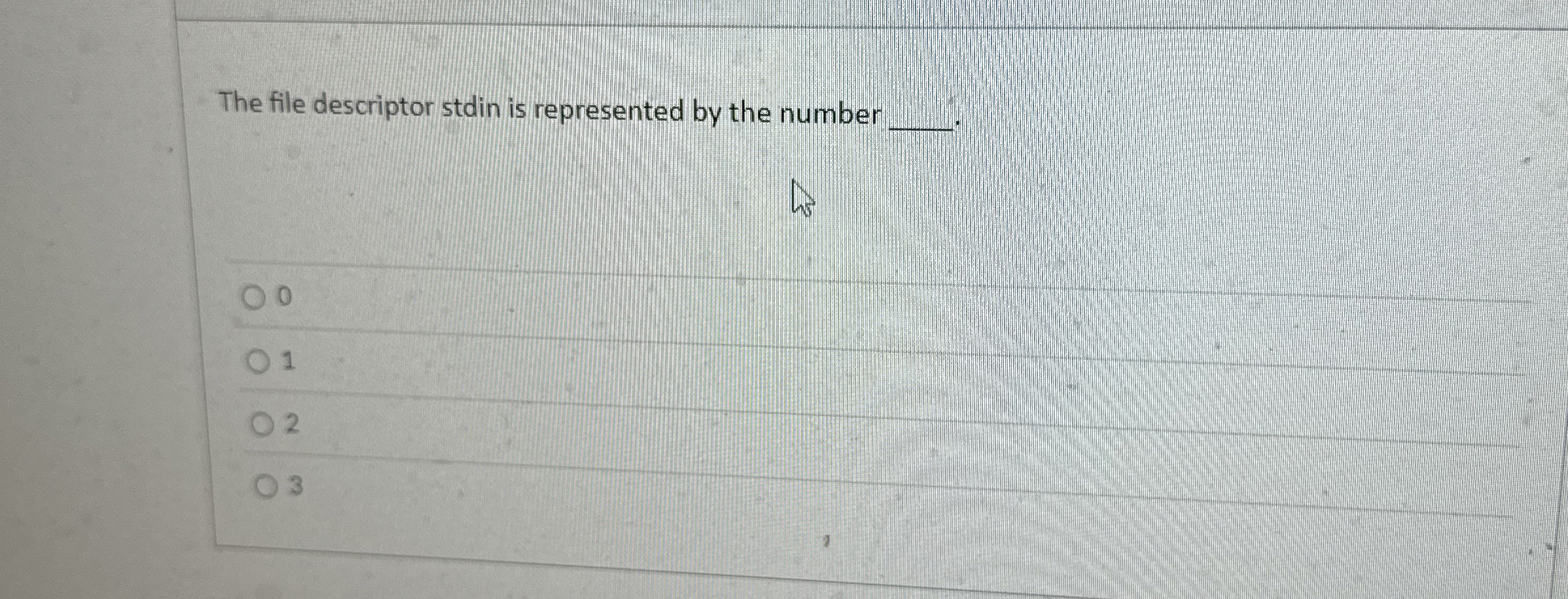 The file descriptor stdin is represented by the