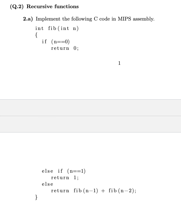 ( Q . 2 ) Recursive functions 2 . a ) Implement
