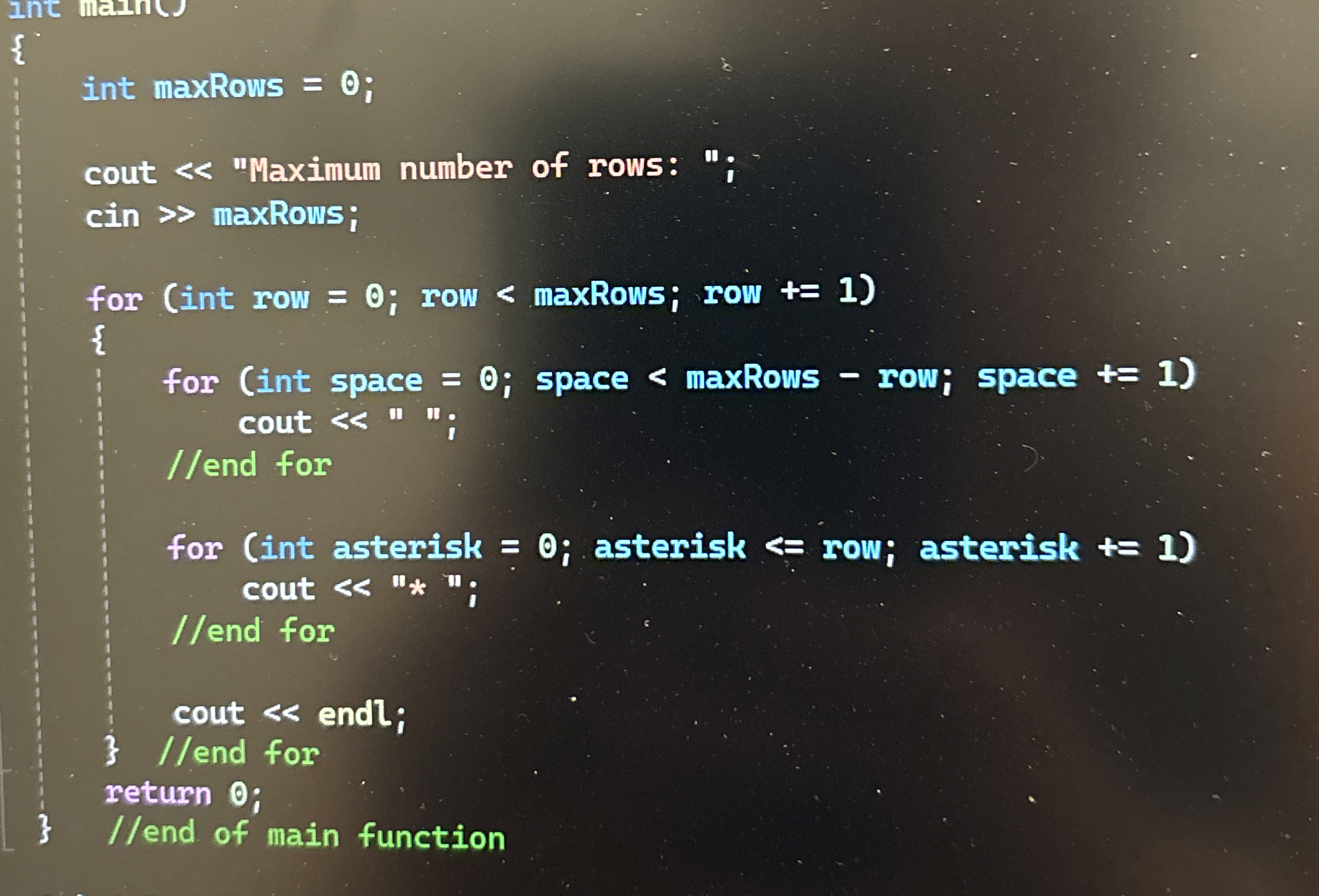 { int maxRows = 0 ; cout < < "Maximum number of