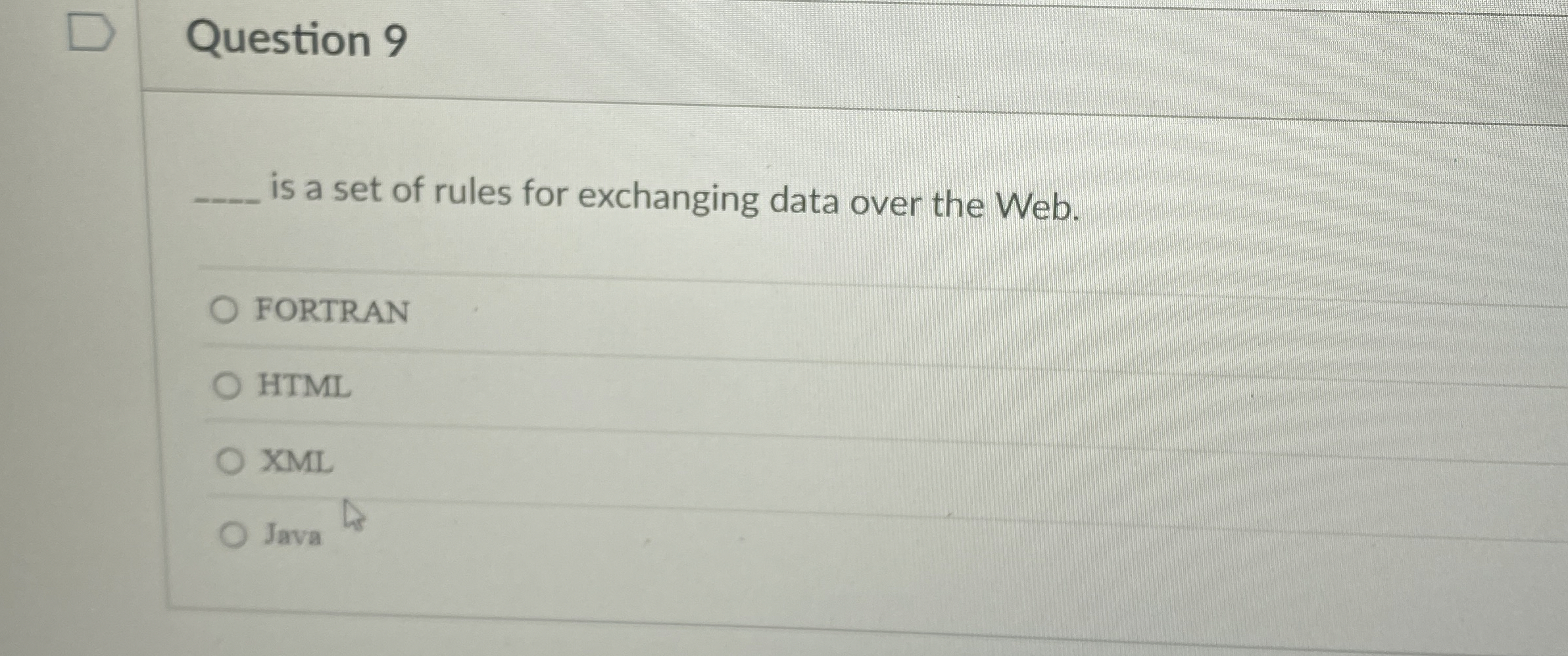 Question 9 is a set of rules for exchanging data