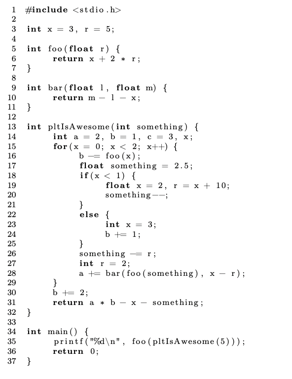 ( f ) Consider all functions in the code snippet.