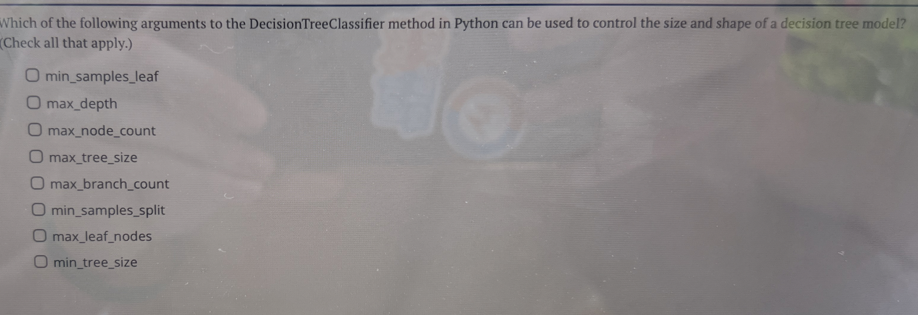 Which of the following arguments to the