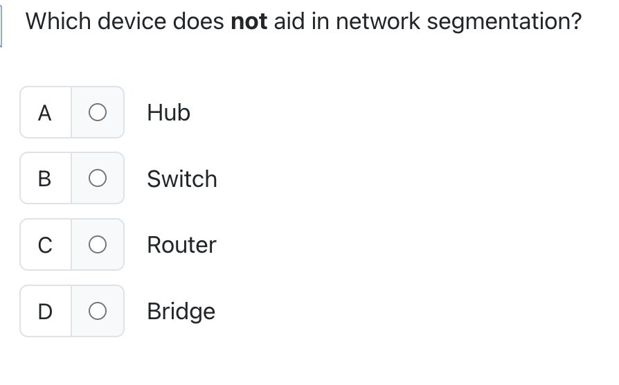 Which device does not aid in network