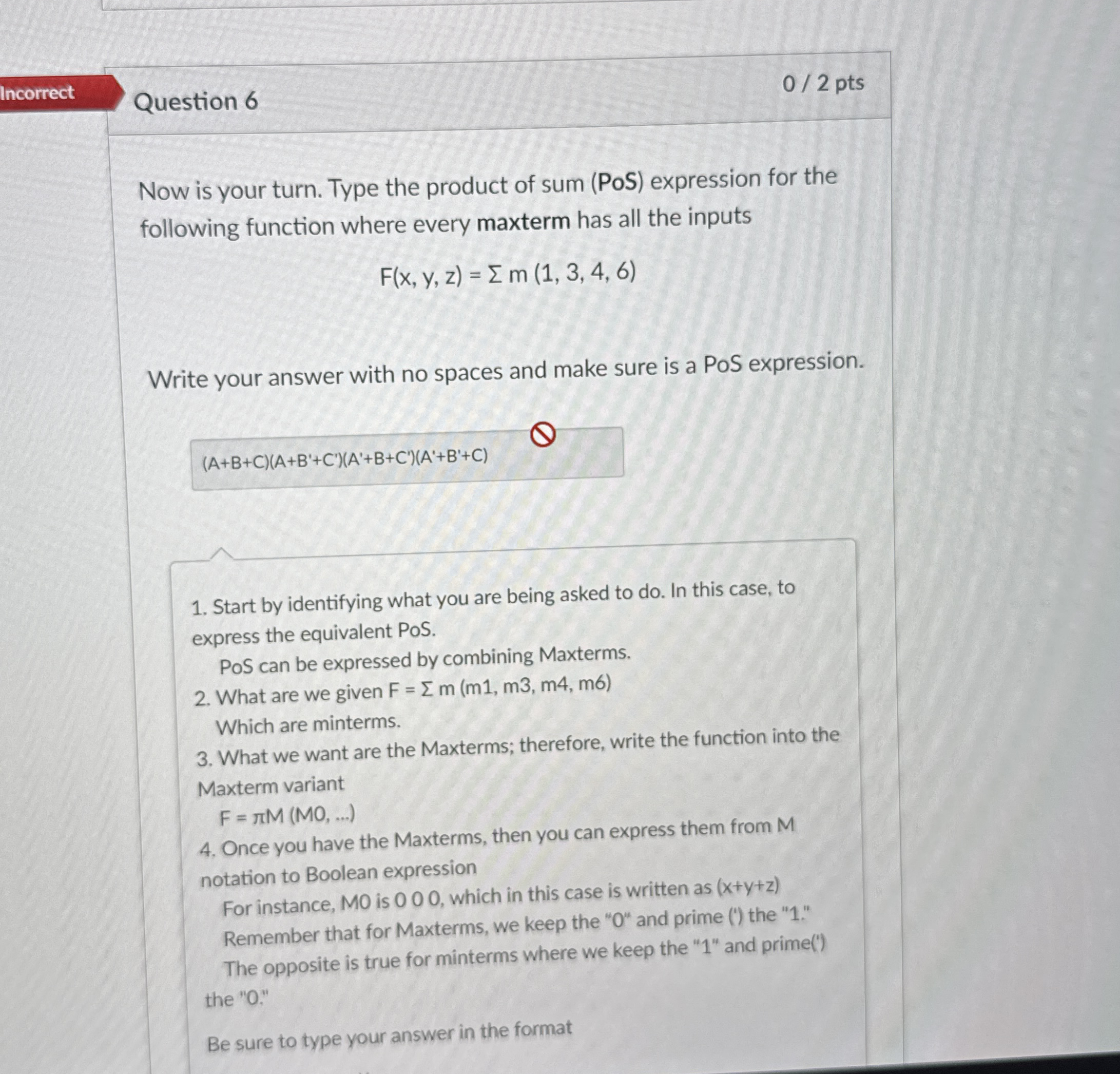 Question 6 Now is your turn. Type the product of