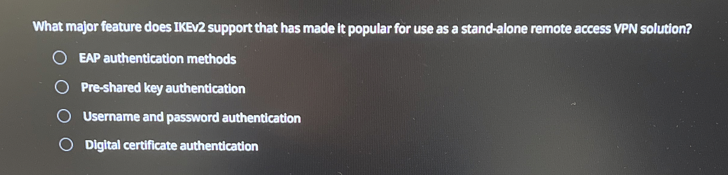 What major feature does IKEV 2 support that has