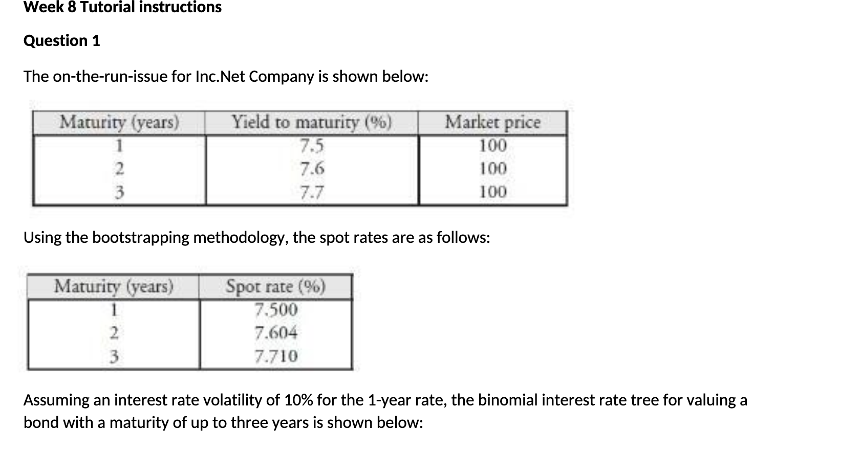 Week 8 Tutorial instructions Question 1 The