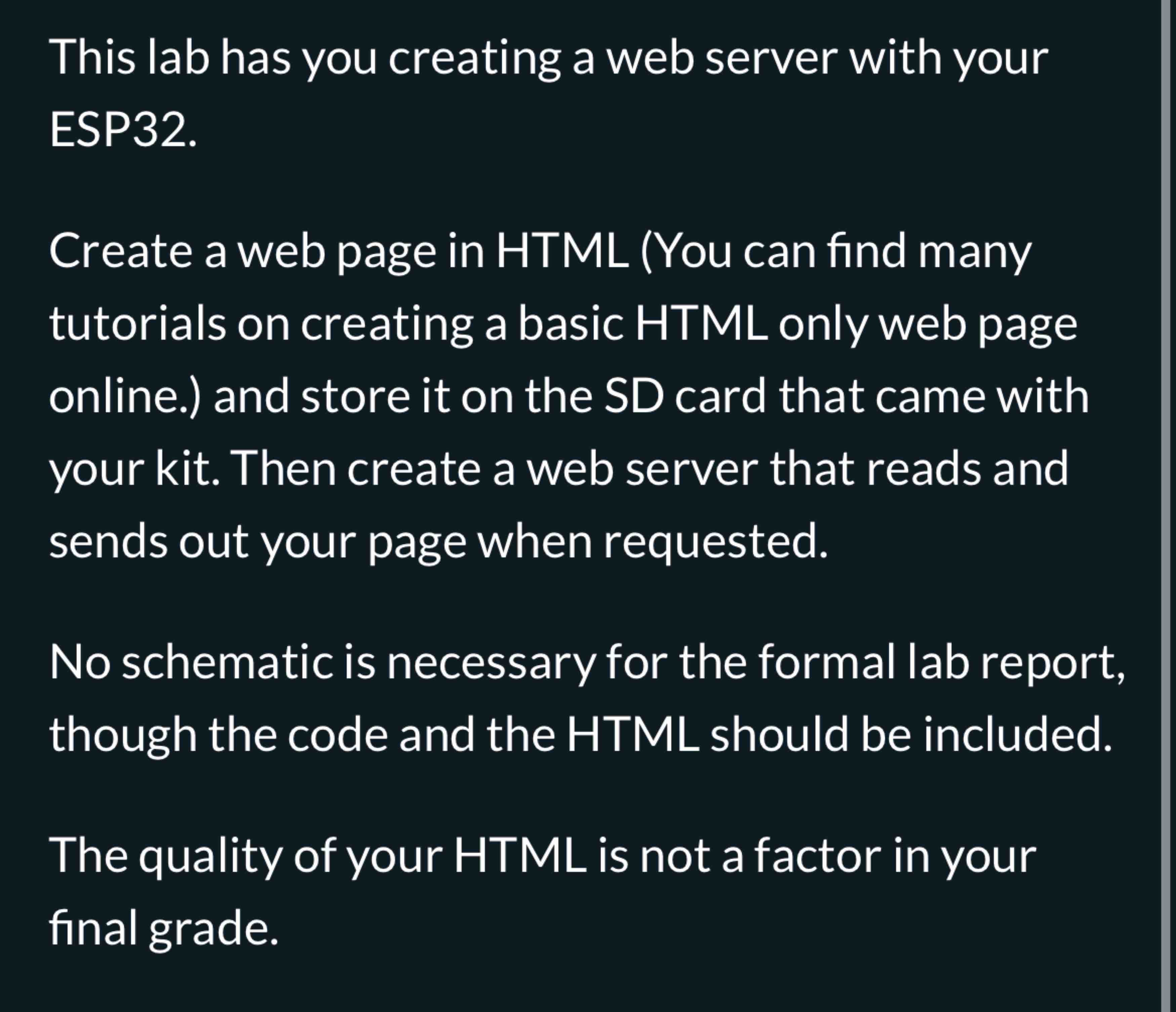 This lab has you creating a web server with your