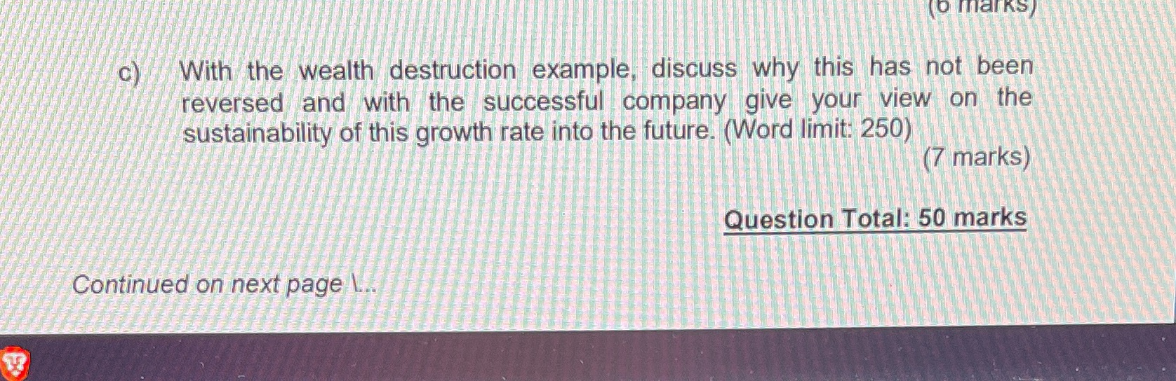 This is the final part to the previous question