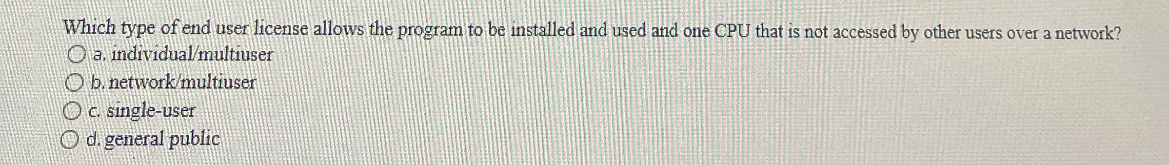 Which type of end user license allows the program