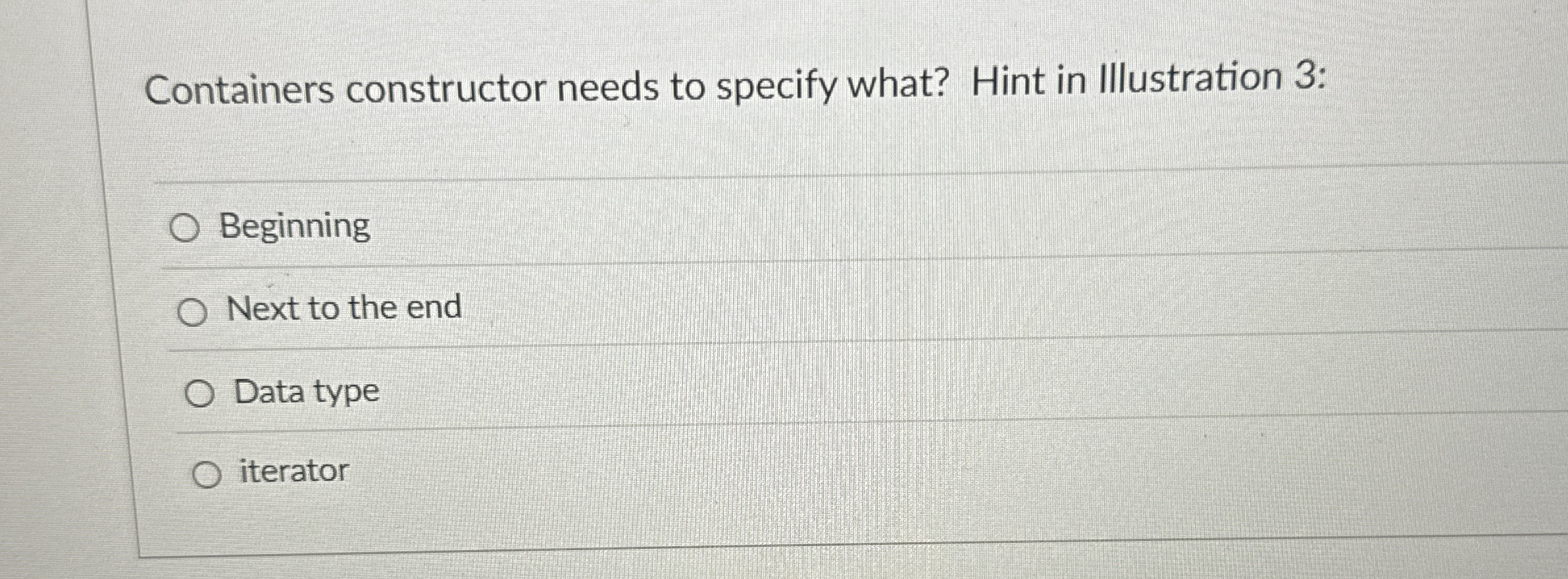 Containers constructor needs to specify what?