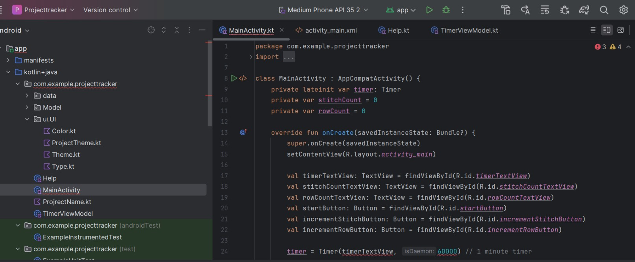 I ' m trying to build a kotlin app that counts