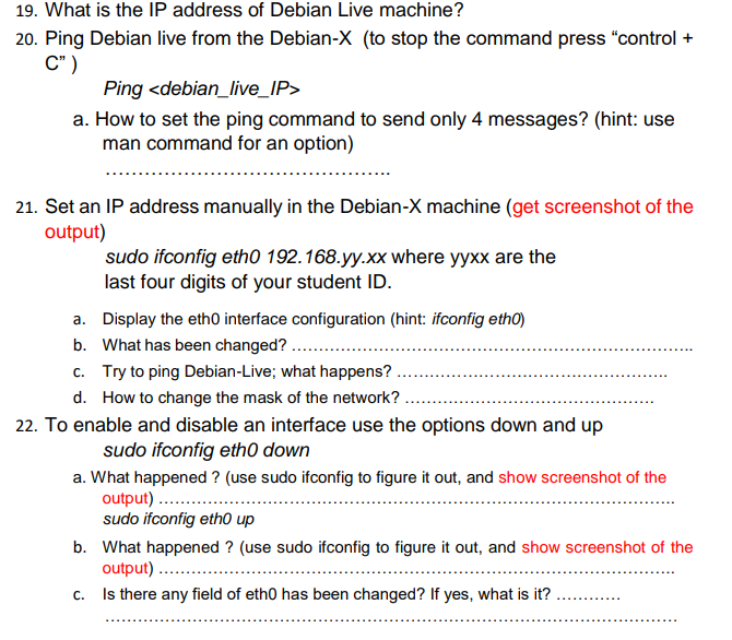 What is the IP address of Debian Live machine?