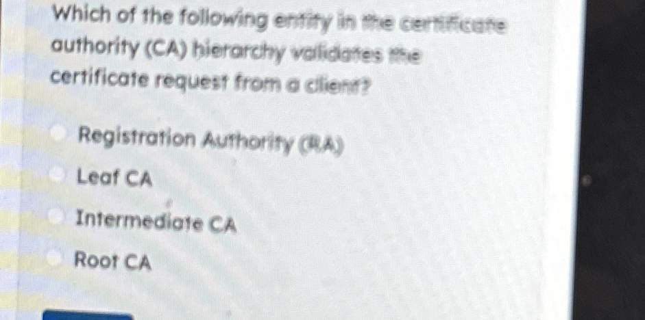 Which of the following entity in the certificate