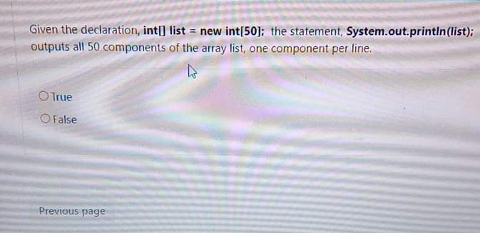 Given the declaration, int ] list = new int [ 5 0