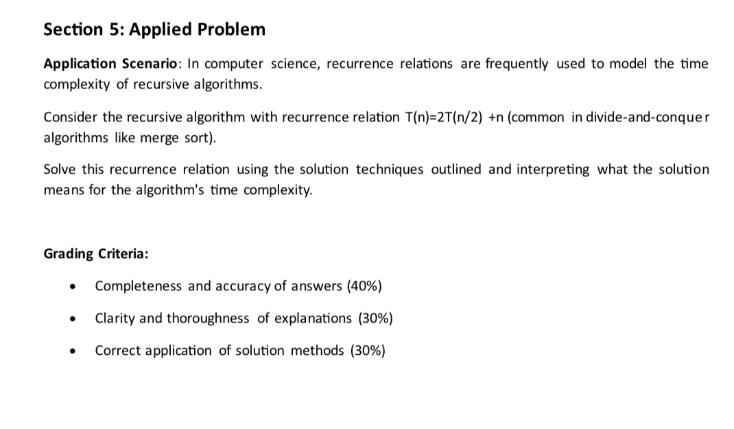 Section 5 : Applied Problem Application Scenario: