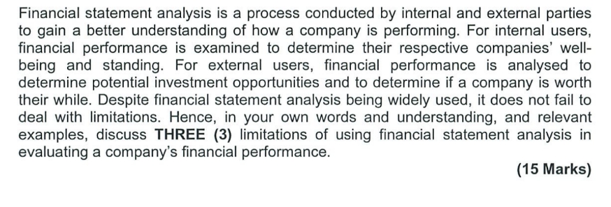 Financial statement analysis Financial statement