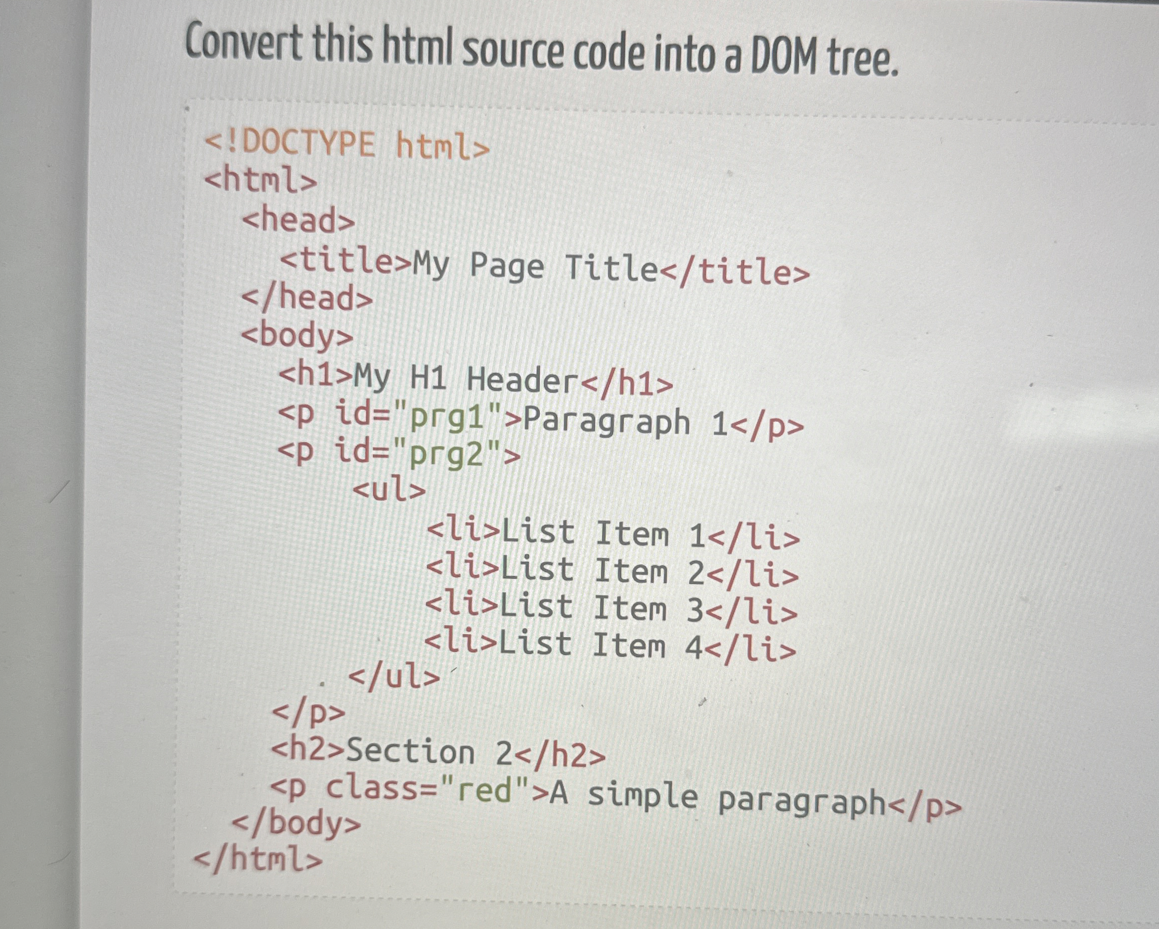 Convert this html source code into a DOM tree.
