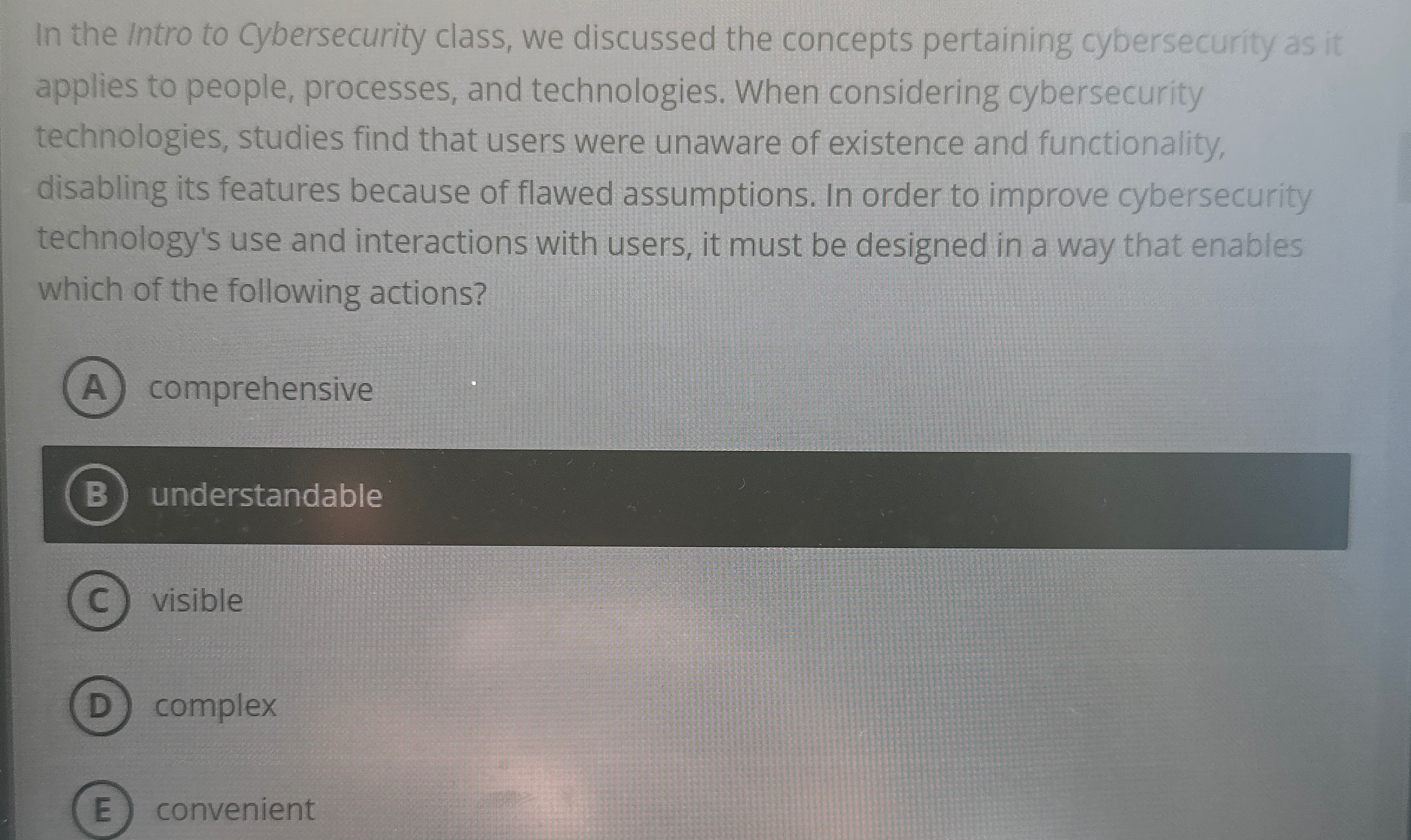 In the Intro to cybersecurity class, we discussed