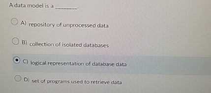 A data model is a A ) repository of unprocessed