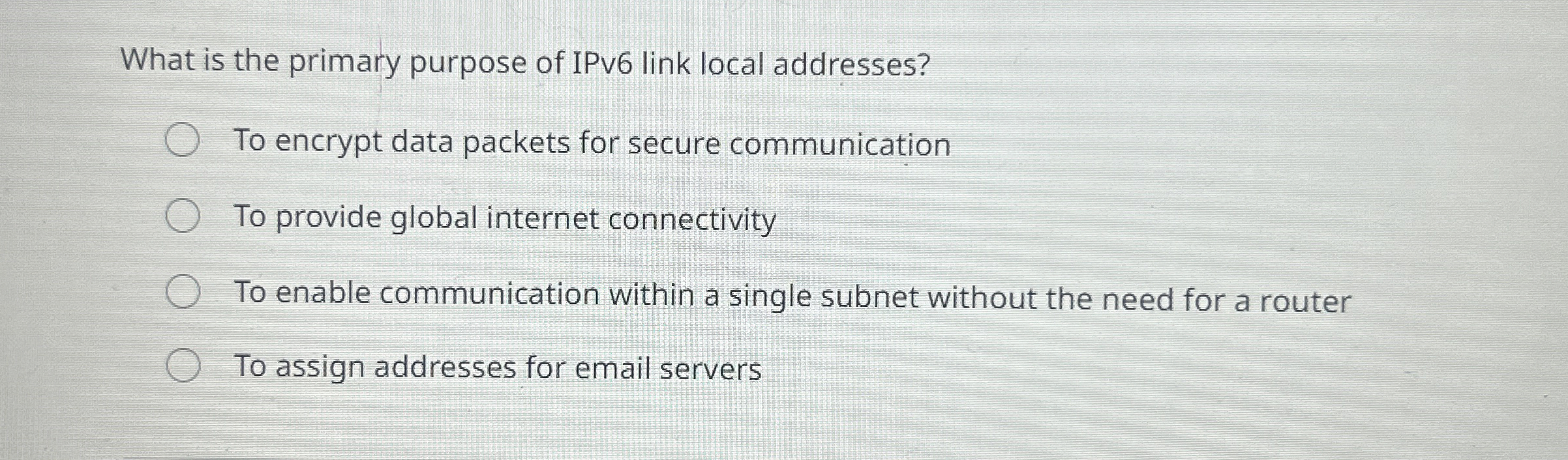 What is the primary purpose of IPv 6 link local