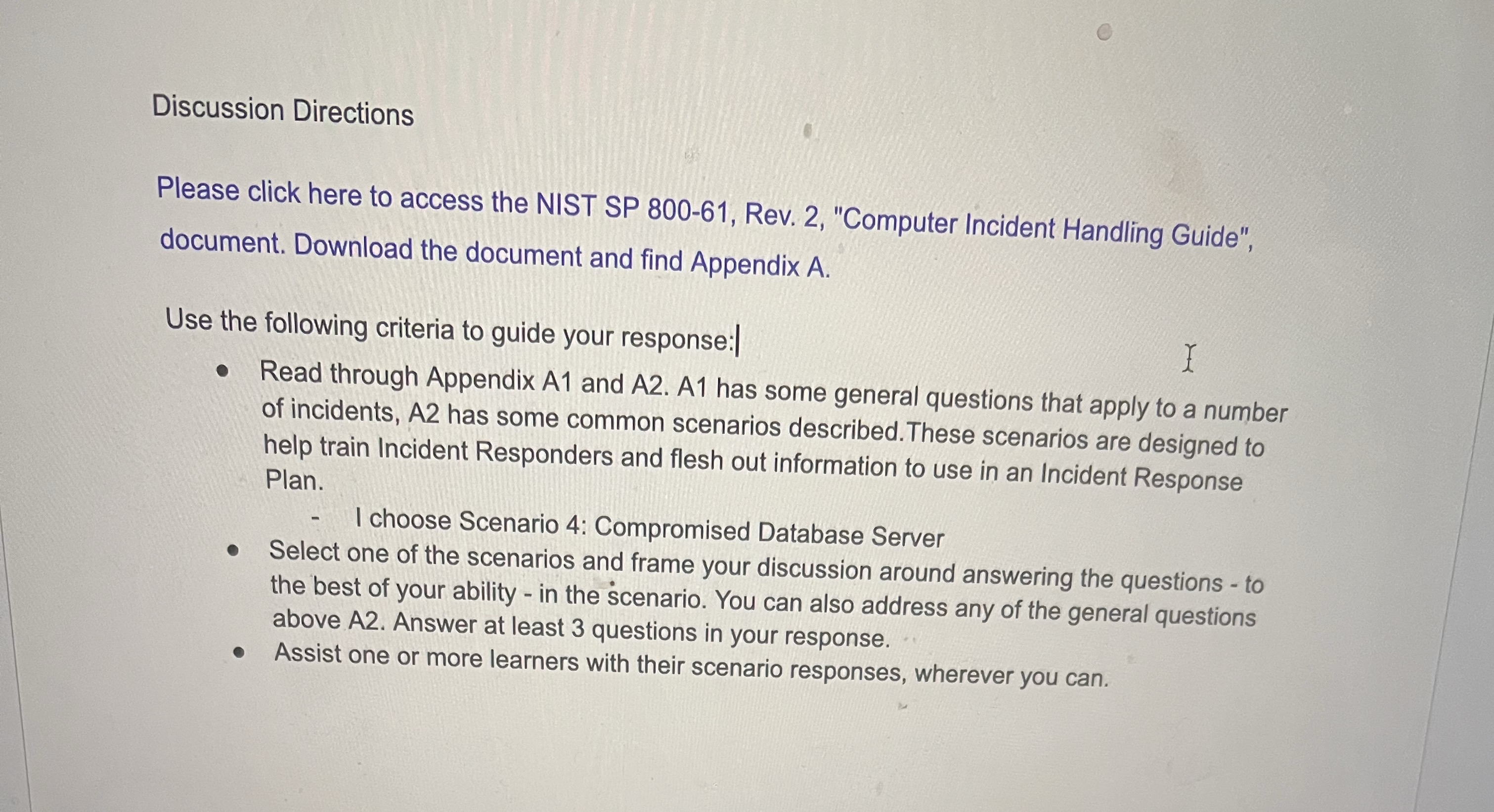 Discussion Directions Please click here to access