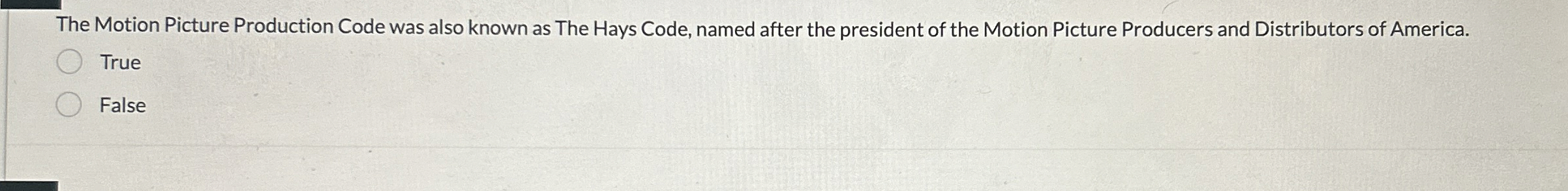2 points The Motion Picture Production Code was
