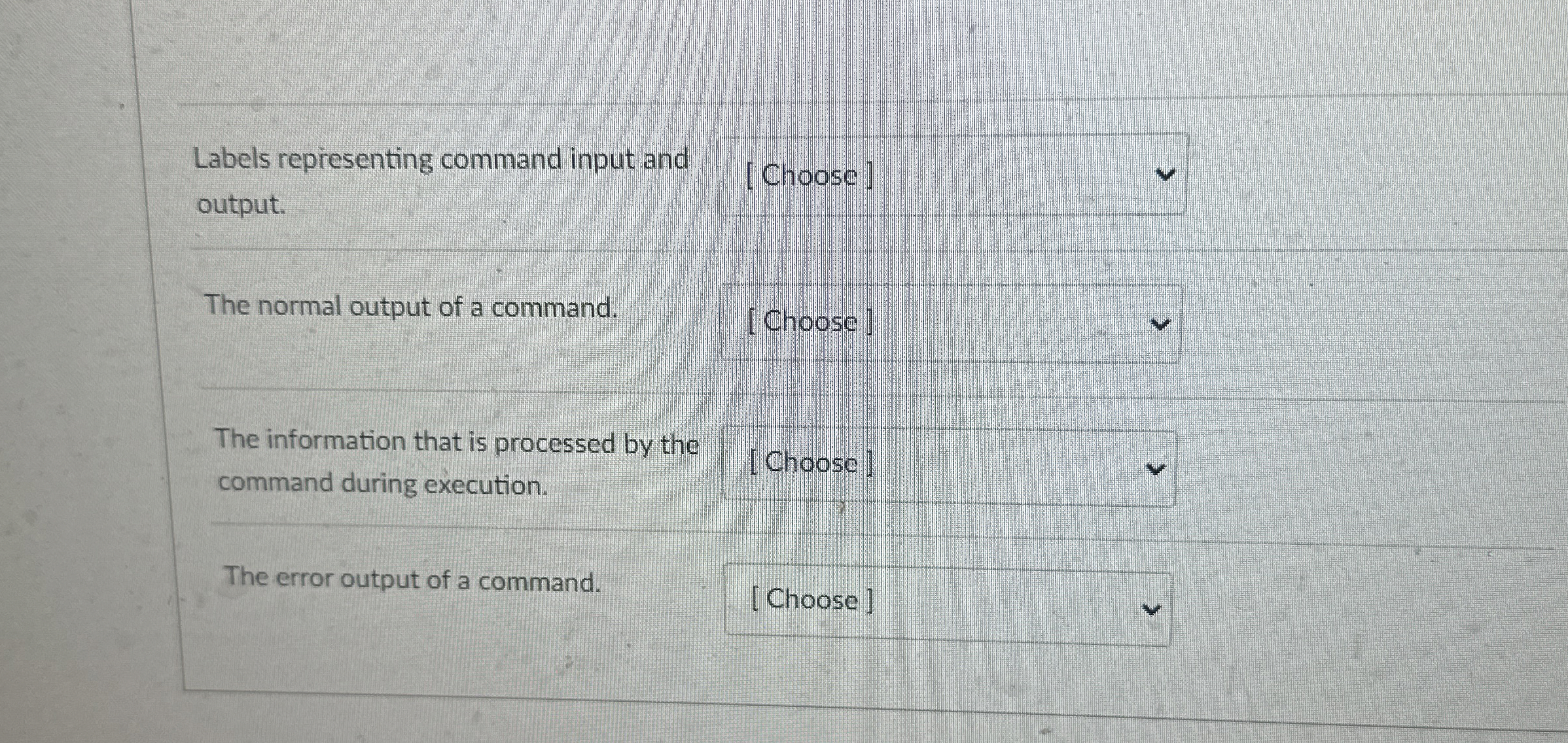 Labels representing command input and output. [