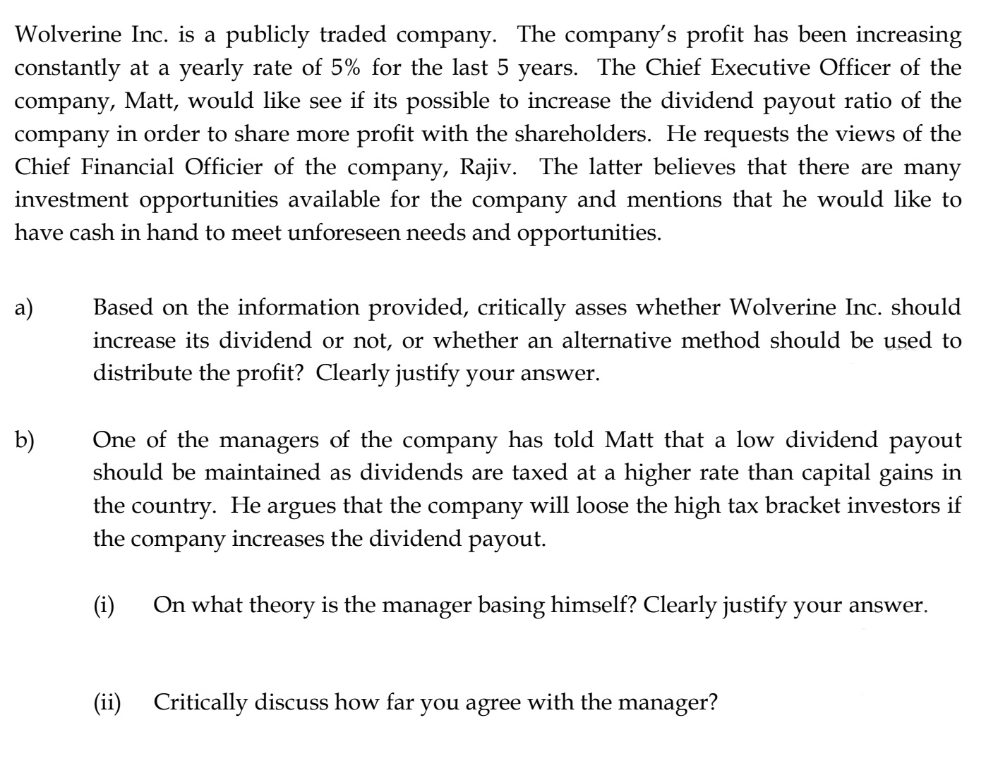 Revision Question. Please answer questions a) b)