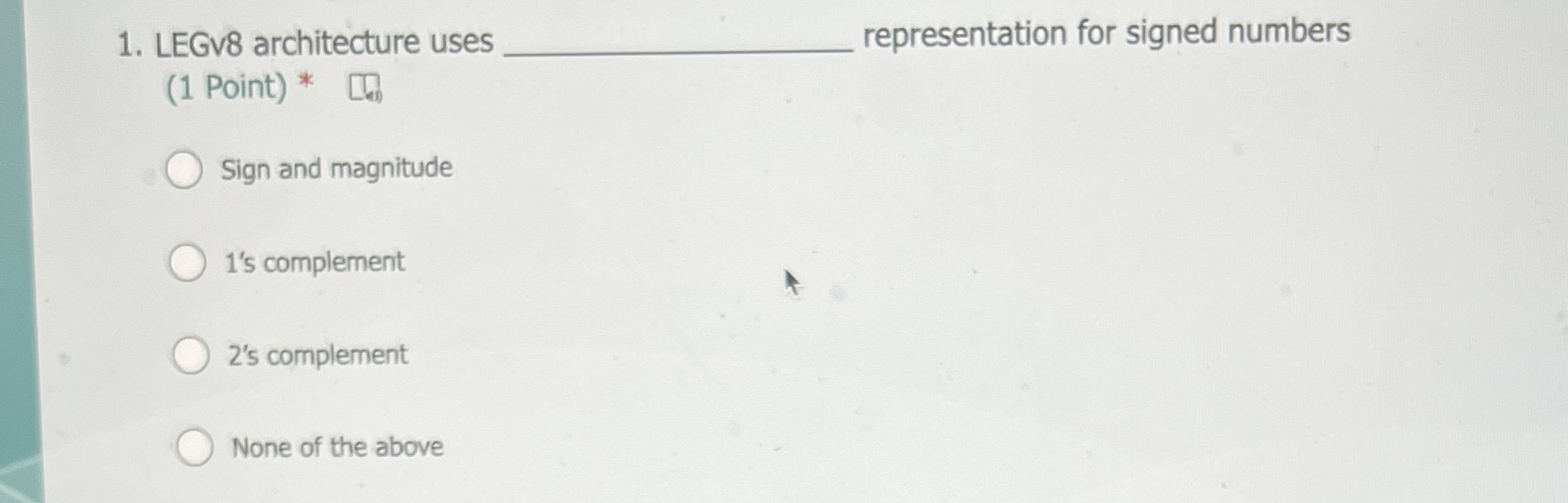 LEGv 8 architecture uses representation for